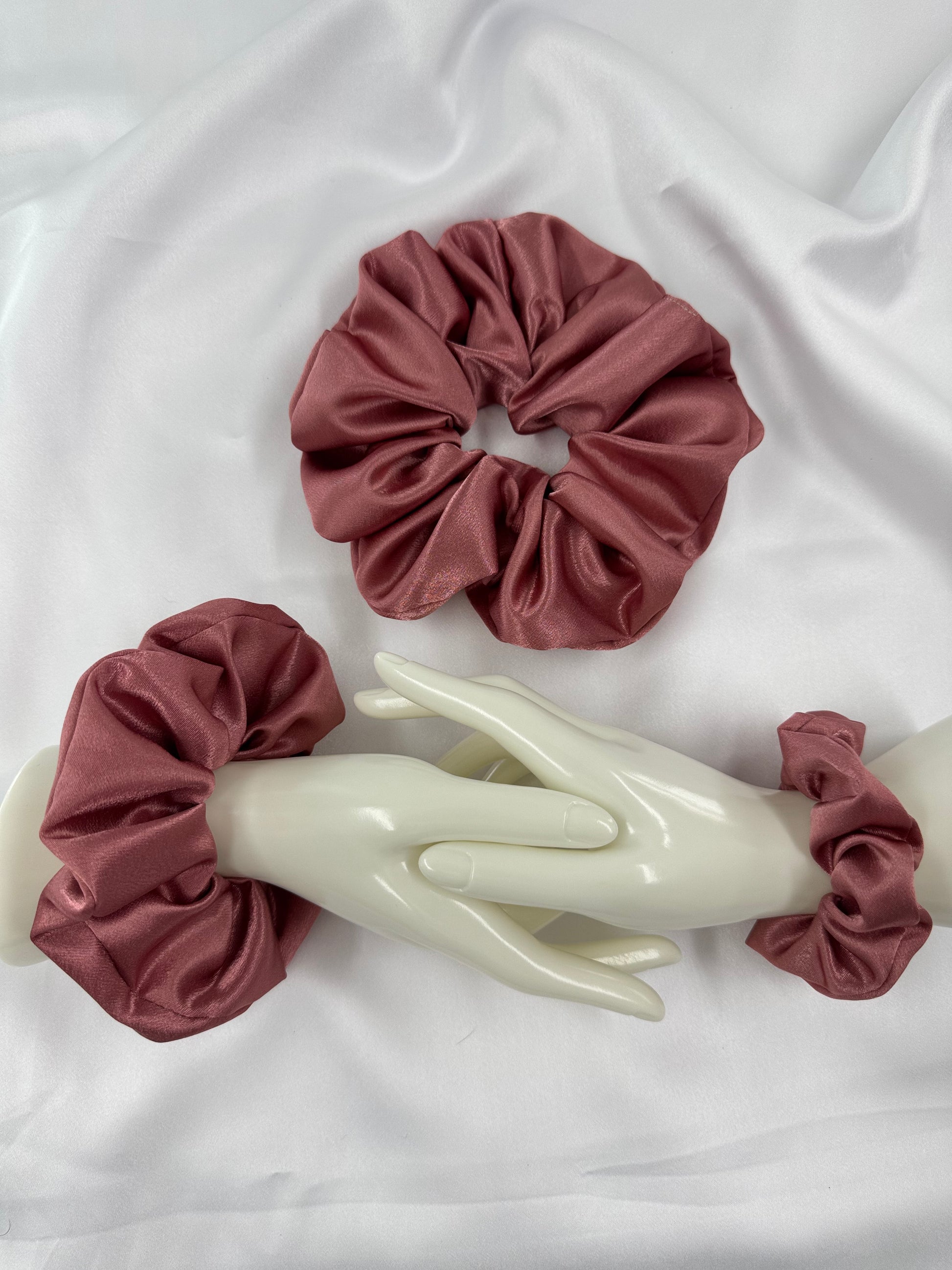 Dusty Rose Satin Scrunchie