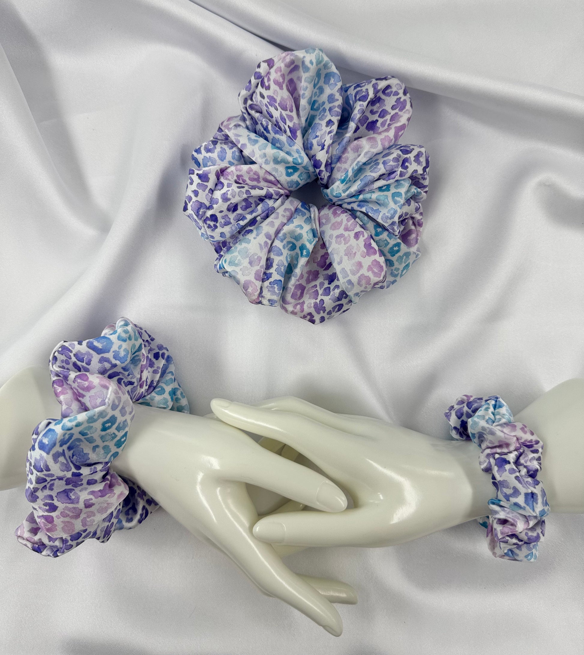 Purple and Blue Animal Print Scrunchie