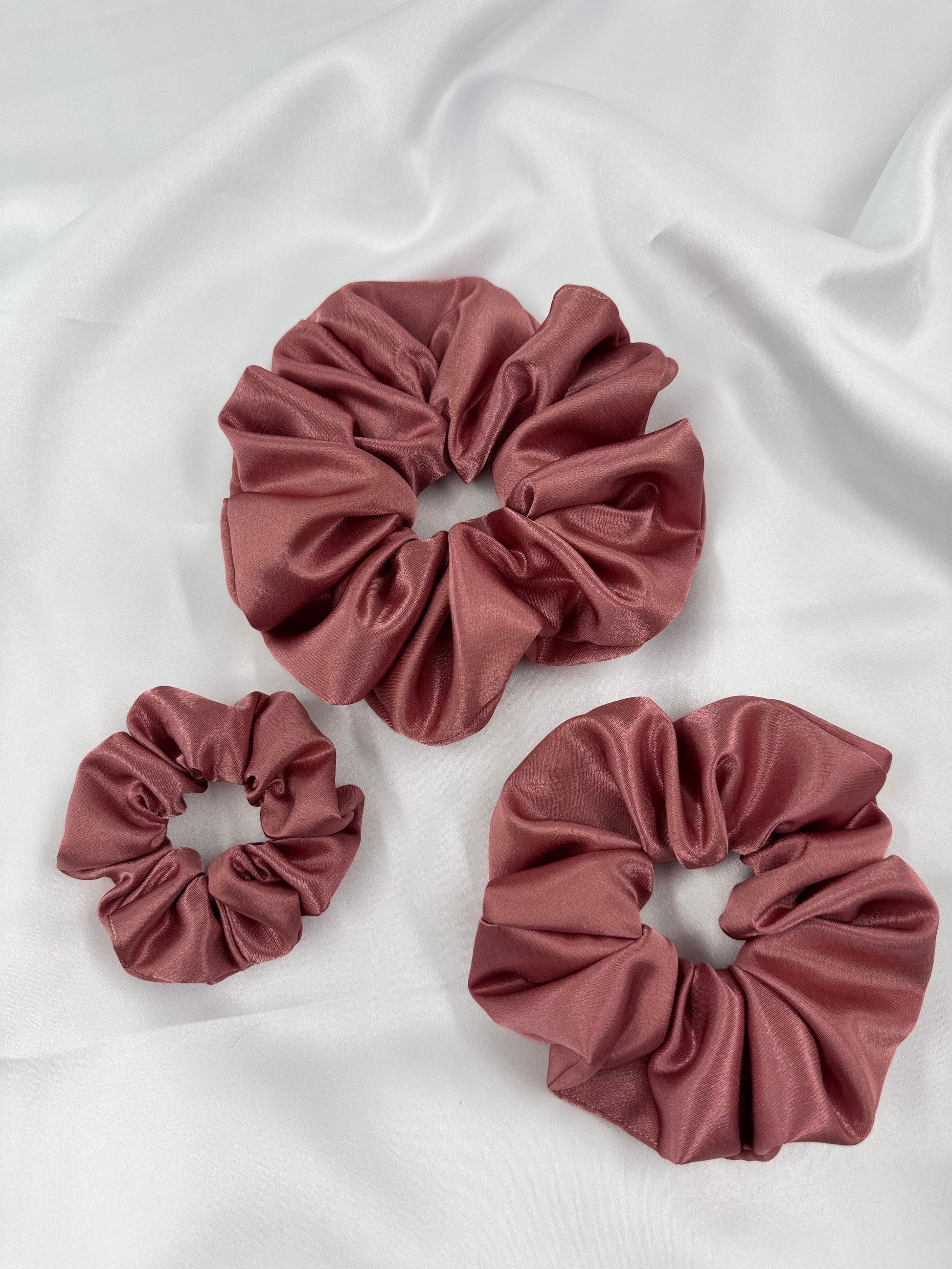 Dusty Rose Satin Scrunchie