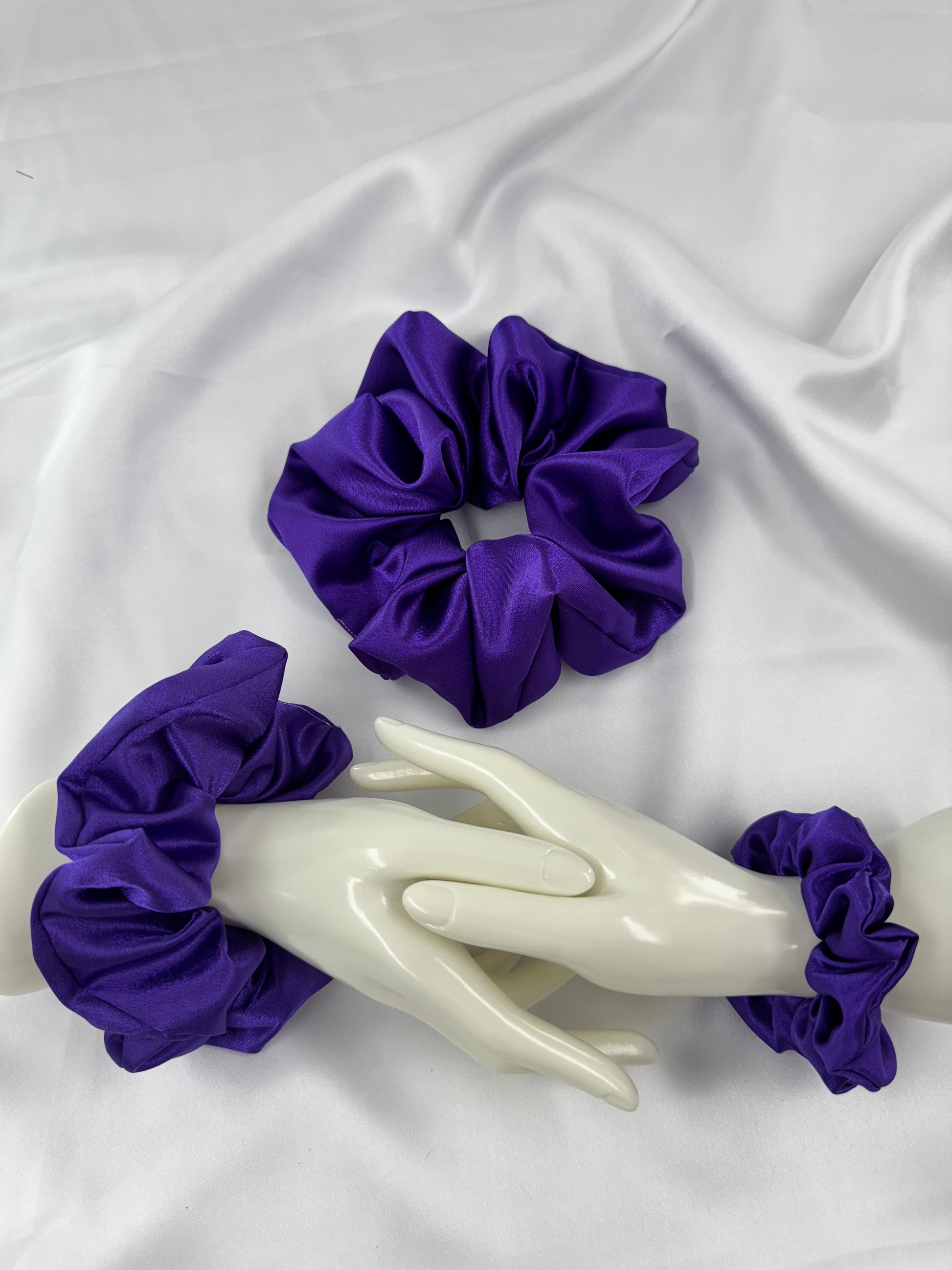 Violet Glow Satin Scrunchie