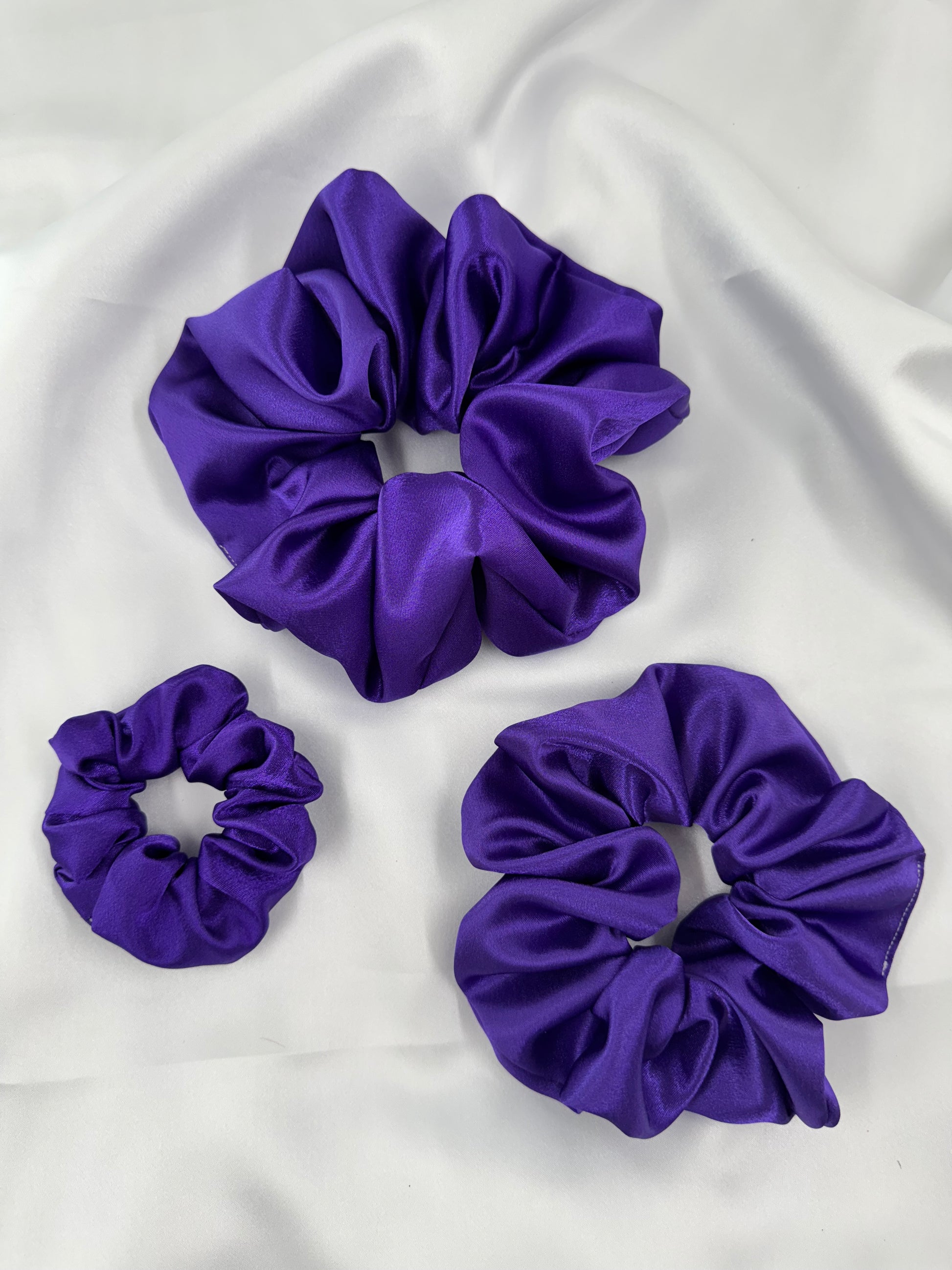Violet Glow Satin Scrunchie