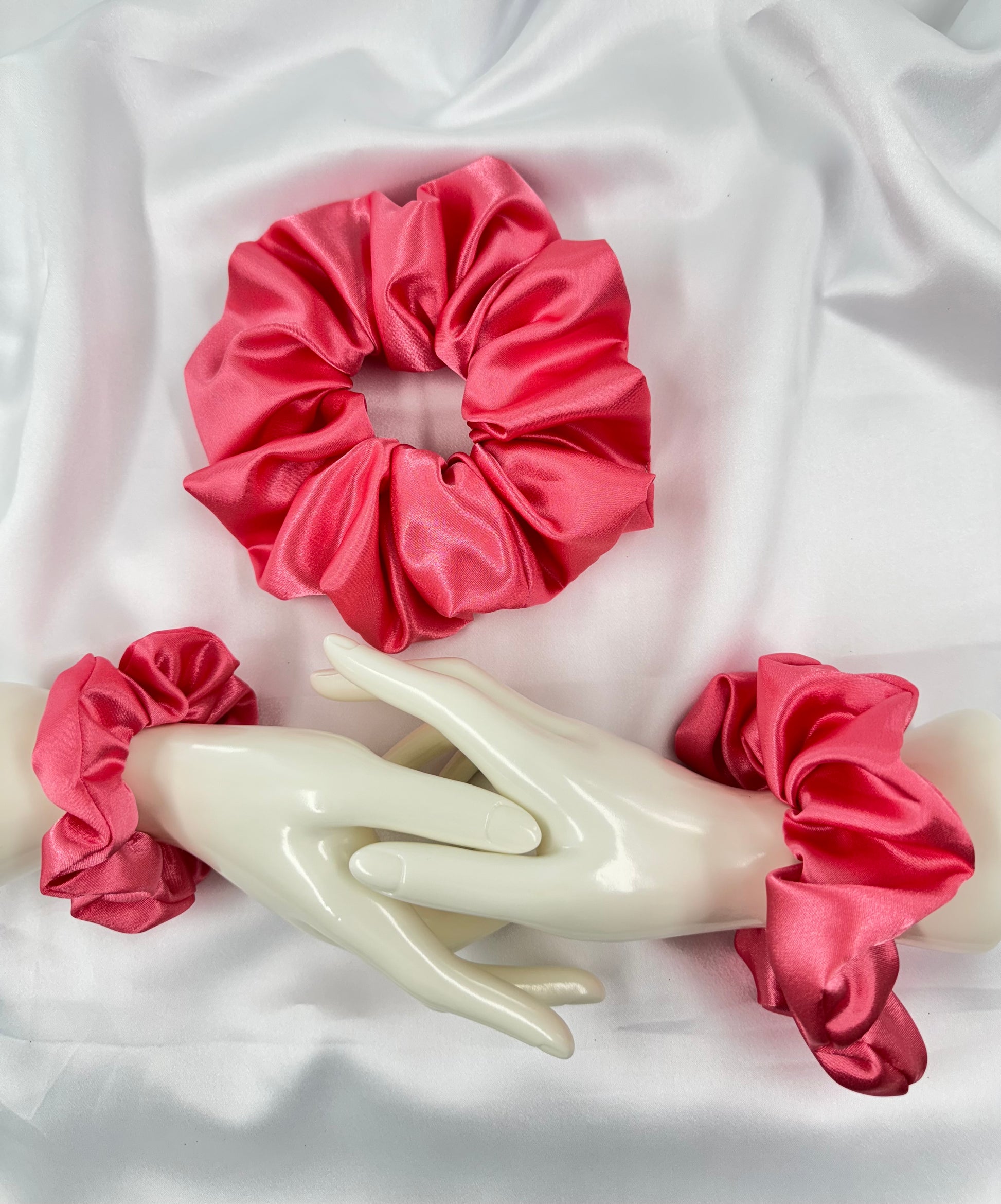 Coral Satin Scrunchie