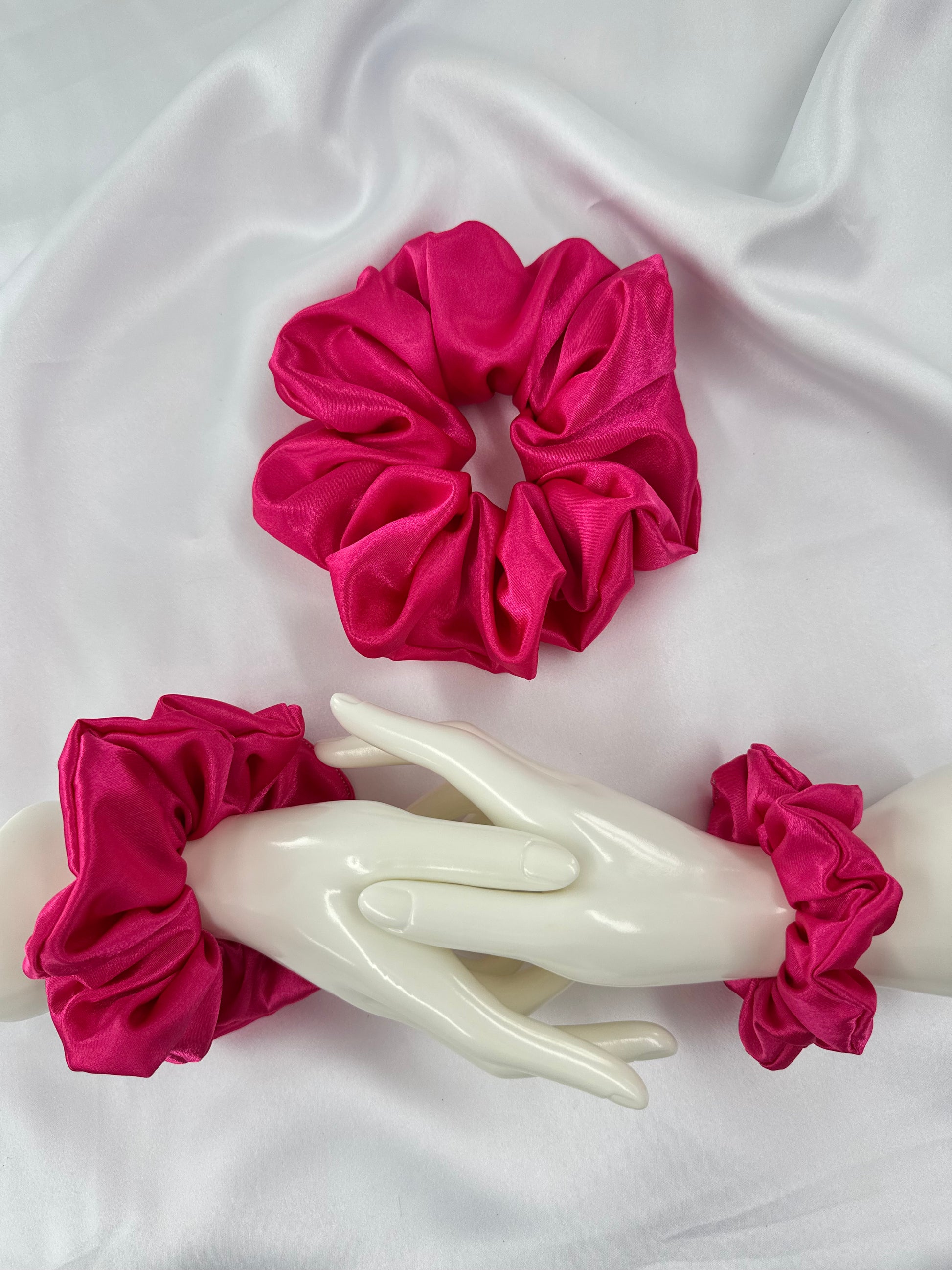 Fuchsia Satin Scrunchie