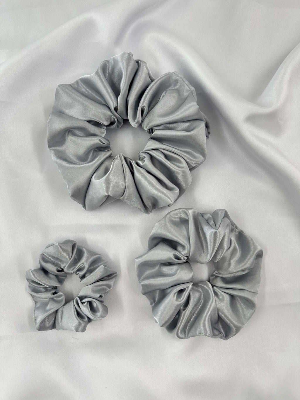 Silver Satin Scrunchie