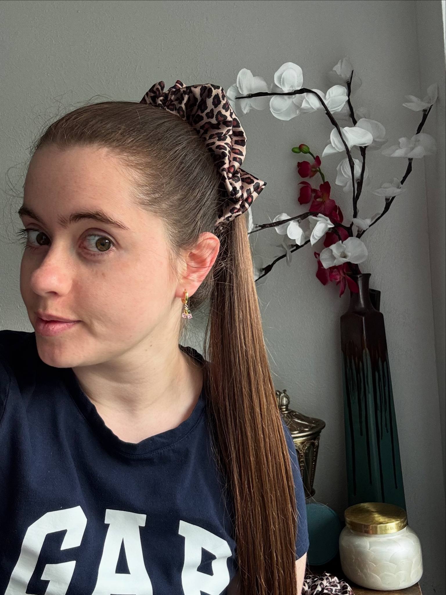 Blue Butterfly Satin Scrunchie