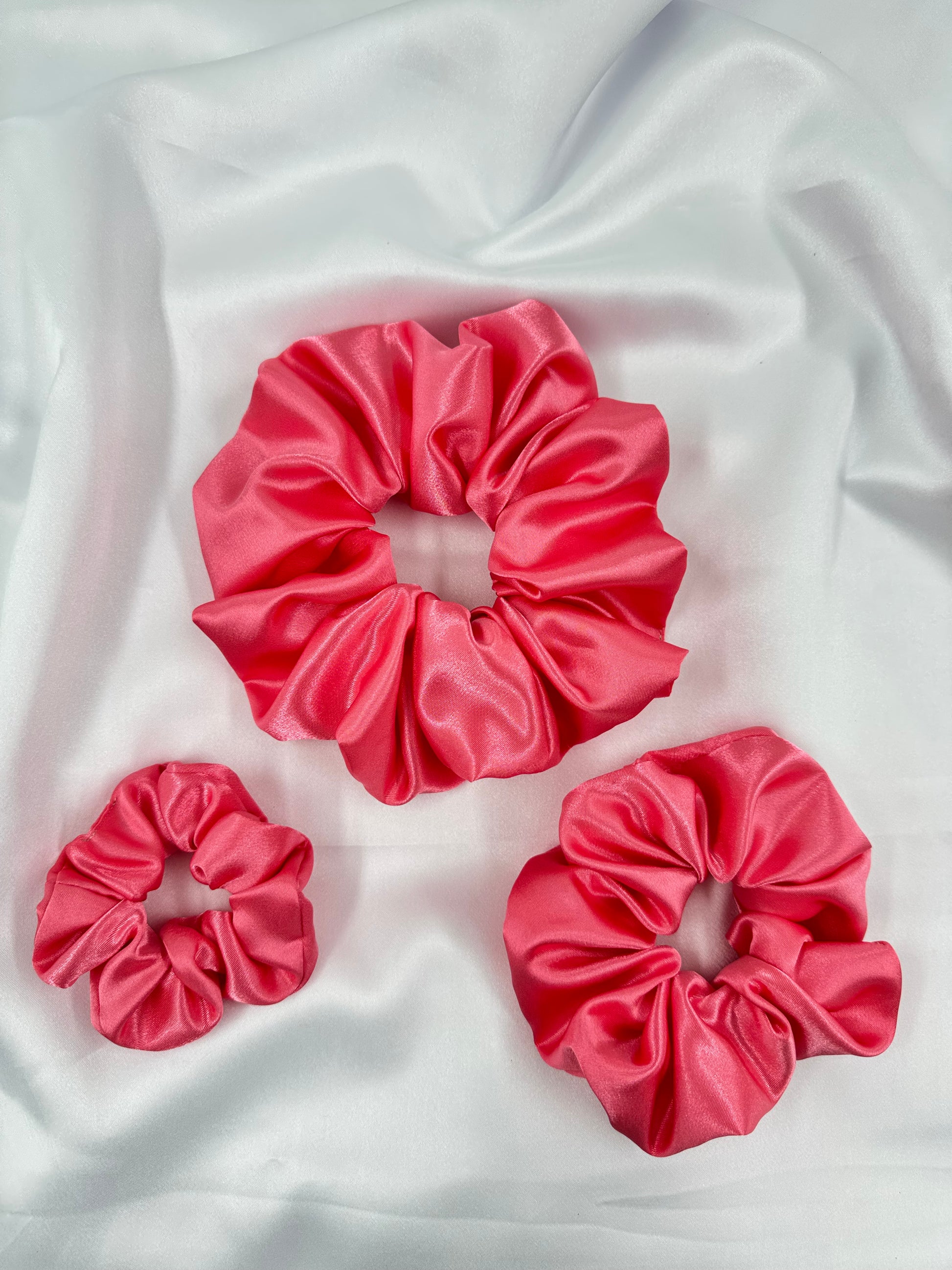 Coral Satin Scrunchie
