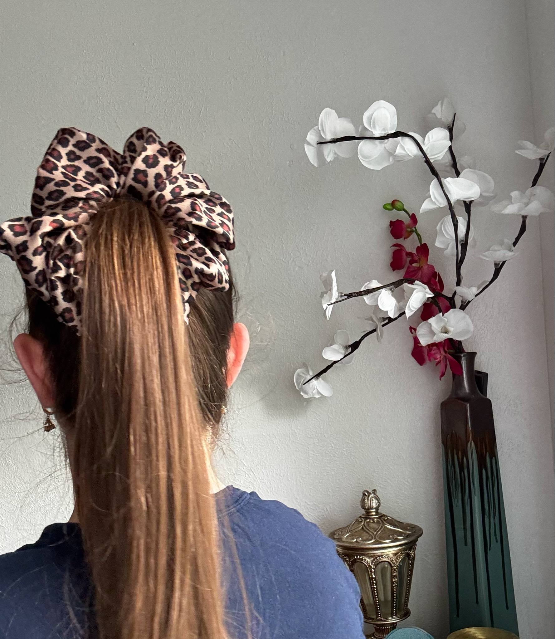Blue Butterfly Satin Scrunchie