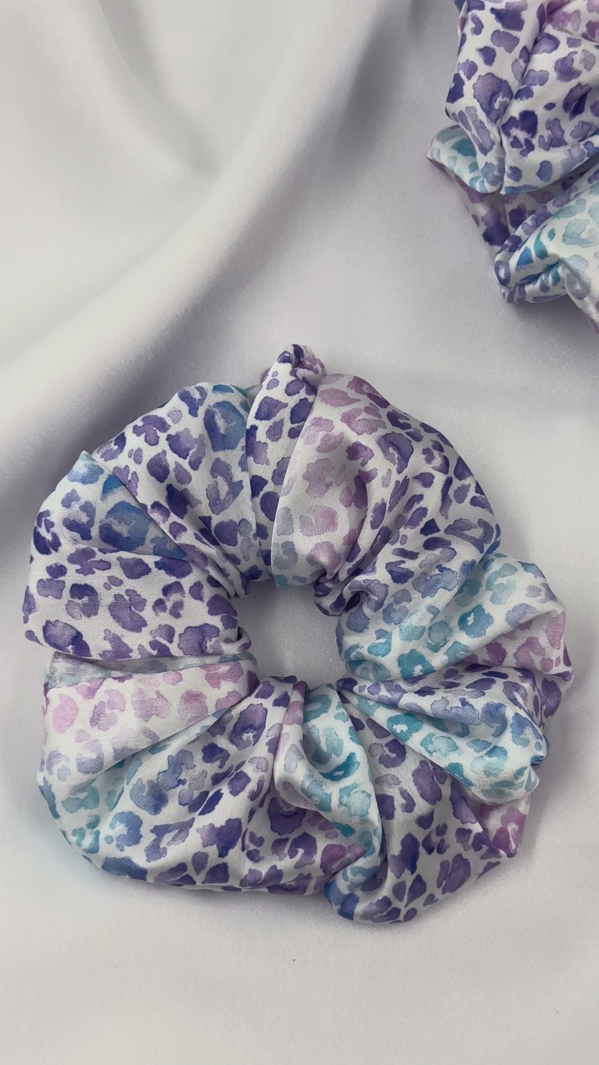 Purple and Blue Animal Print Scrunchie