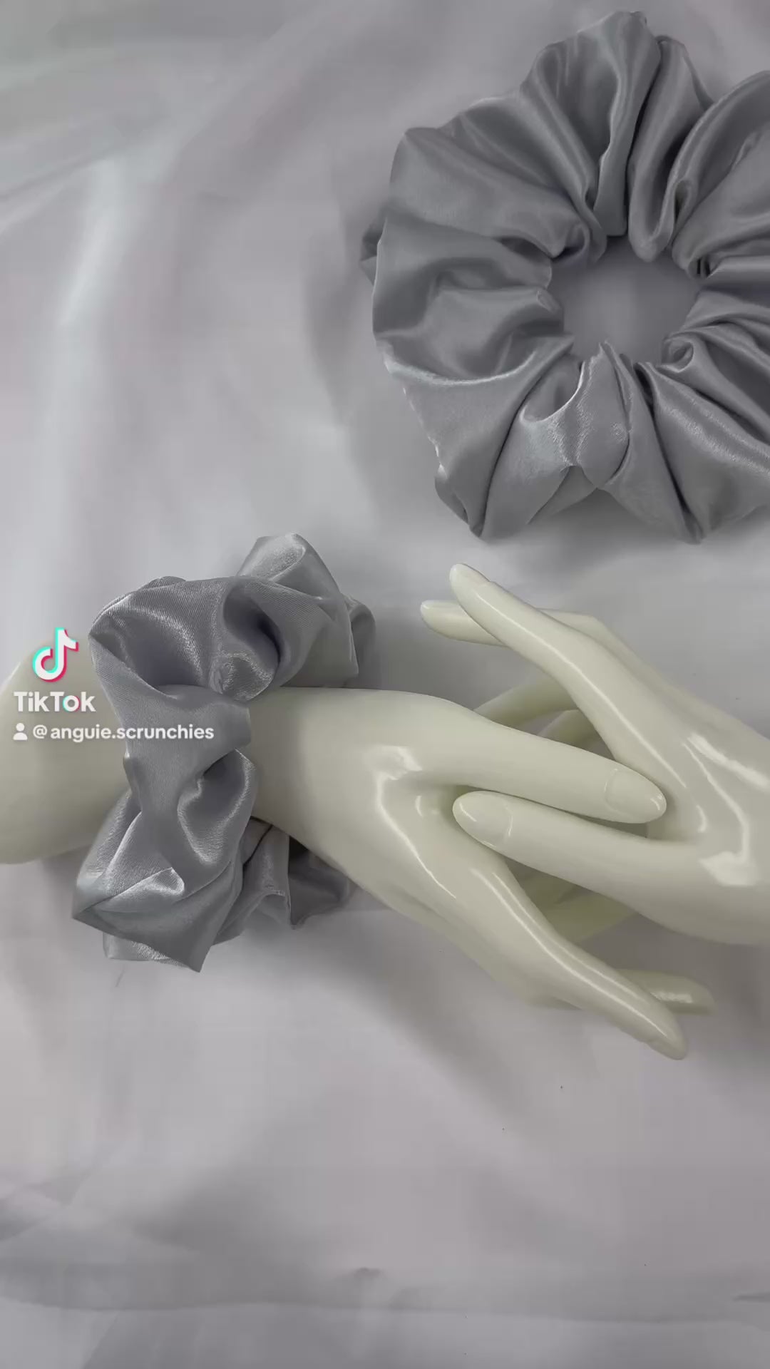 Silver Satin Scrunchie
